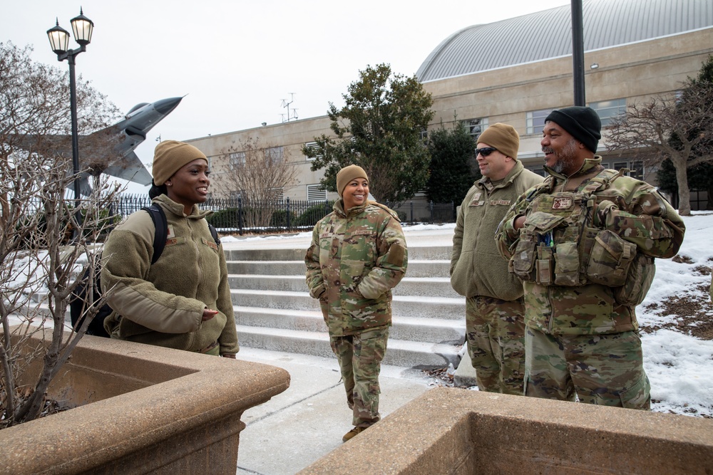 D.C. Air National Guardsmen Arrive to the D.C. Armory for Out-Processing