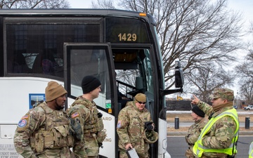 Massachusetts Army National Guardsmen Direct Soldiers Towards Out-Processing at the D.C. Armory