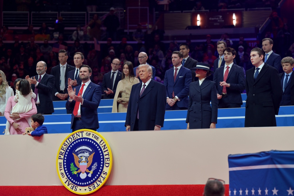 Service members participate in inaugural parade