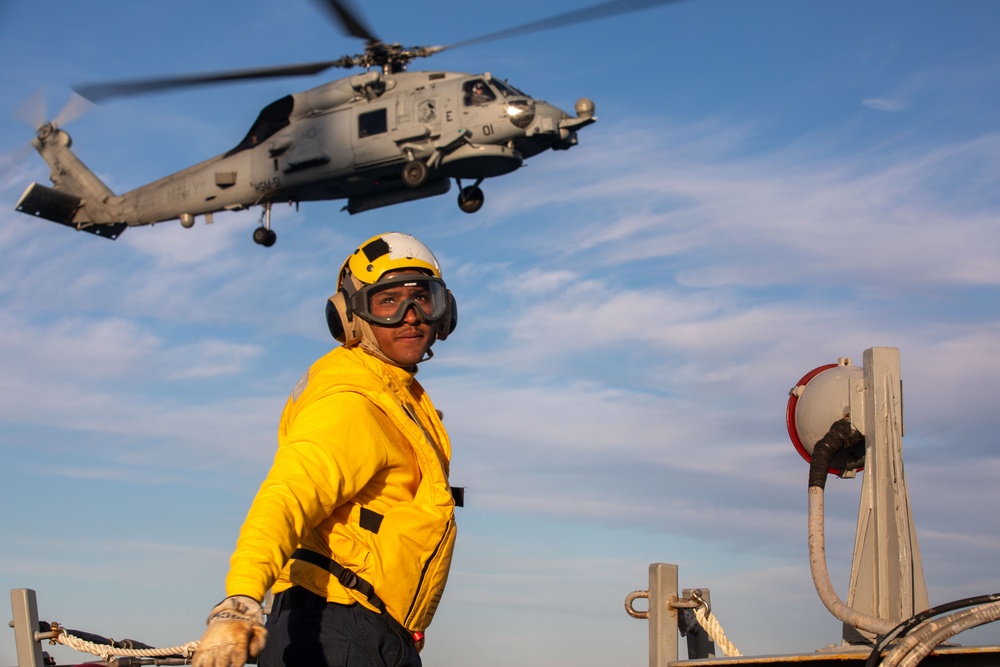 USS Benfold Sea and Anchor and Flight Operations