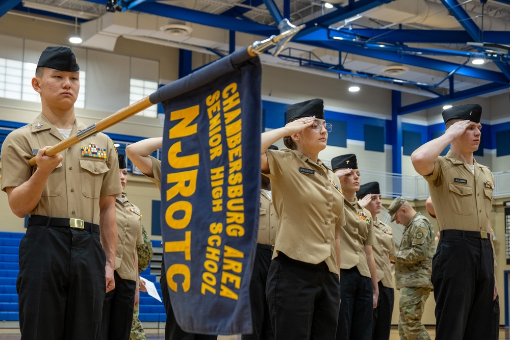 Sailors from NAVSUP headquarters serve as judges for the NJROTC program in the Mid-Atlantic Competition.