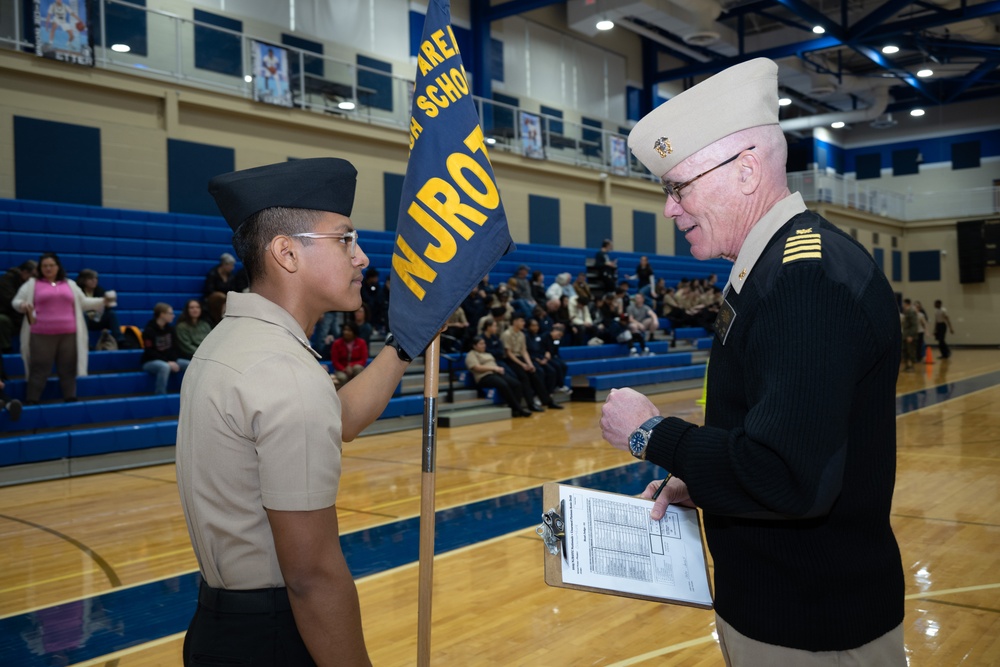 Sailors from NAVSUP headquarters serve as judges for the NJROTC program in the Mid-Atlantic Competition.