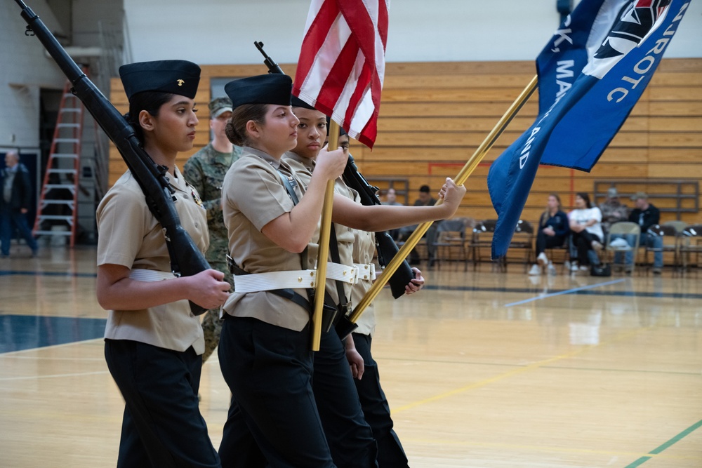 Sailors from NAVSUP headquarters serve as judges for the NJROTC program in the Mid-Atlantic Competition.