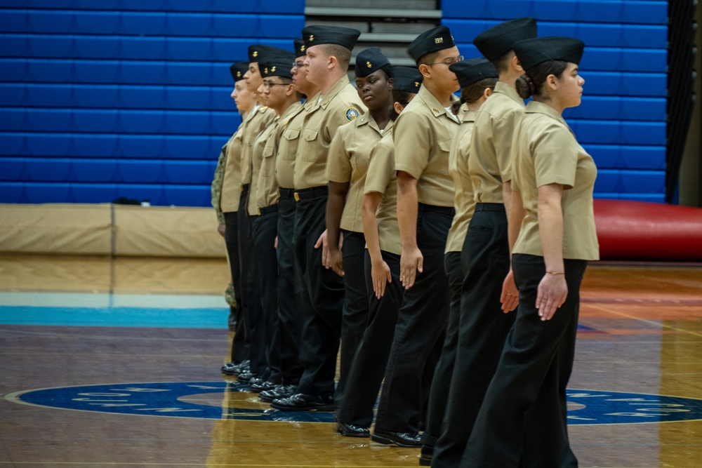 Sailors from NAVSUP headquarters serve as judges for the NJROTC program in the Mid-Atlantic Competition.