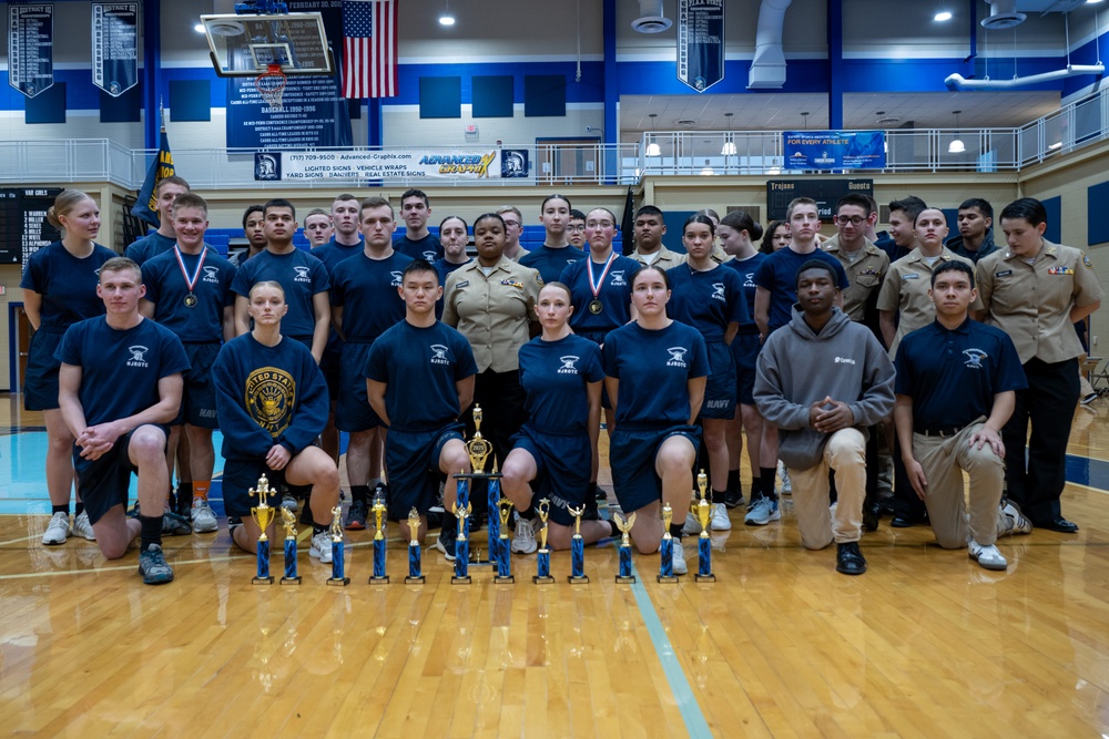 Sailors from NAVSUP headquarters serve as judges for the NJROTC program in the Mid-Atlantic Competition.