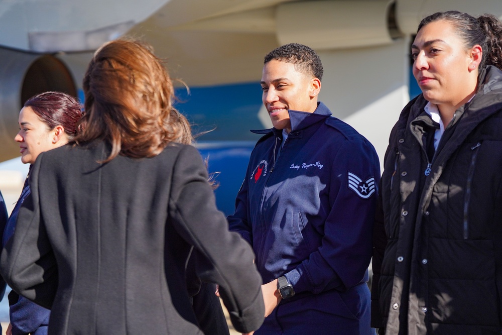 Kamala Harris recognizes 89th AW members before her final flight