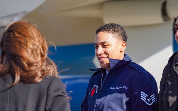 Kamala Harris recognizes 89th AW members before her final flight