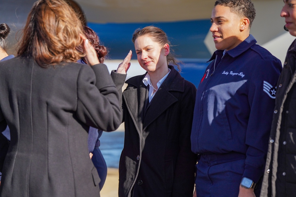 Kamala Harris recognizes 89th AW members before her final flight