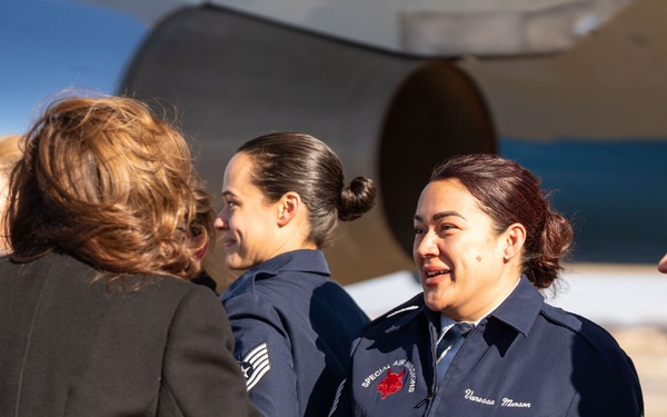 Kamala Harris recognizes 89th AW members before her final flight