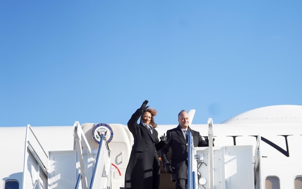 Kamala Harris recognizes 89th AW members before her final flight