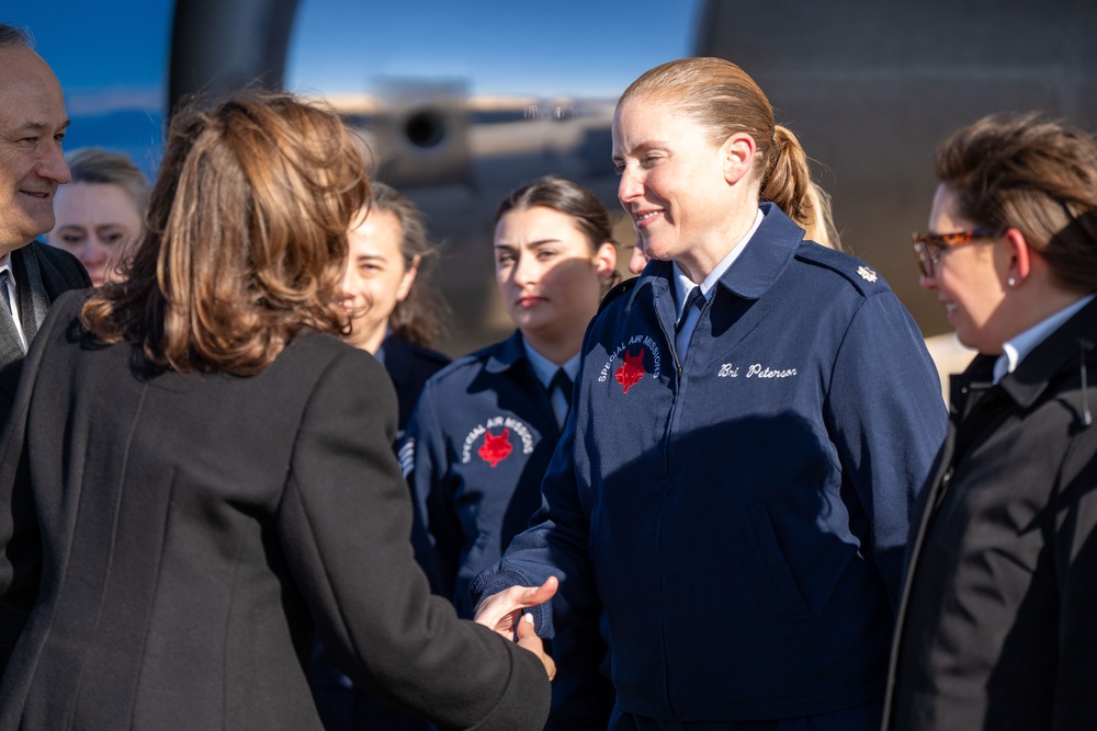 Kamala Harris recognizes 89th AW members before her final flight