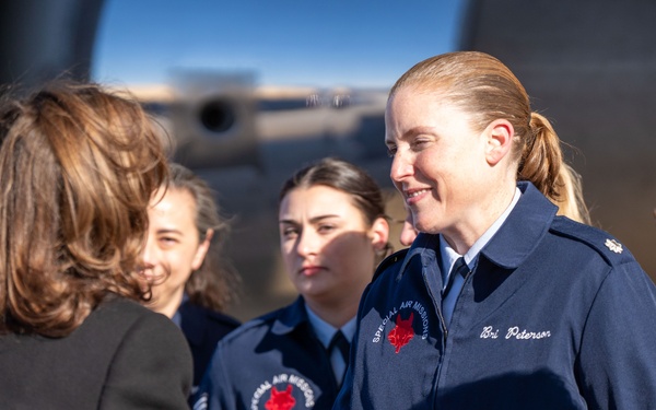 Kamala Harris recognizes 89th AW members before her final flight