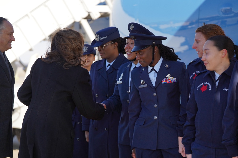 Kamala Harris recognizes 89th AW members before her final flight