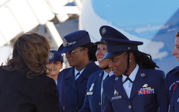 Kamala Harris recognizes 89th AW members before her final flight