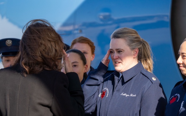 Kamala Harris recognizes 89th AW members before her final flight