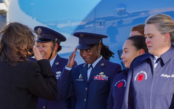 Kamala Harris recognizes 89th AW members before her final flight