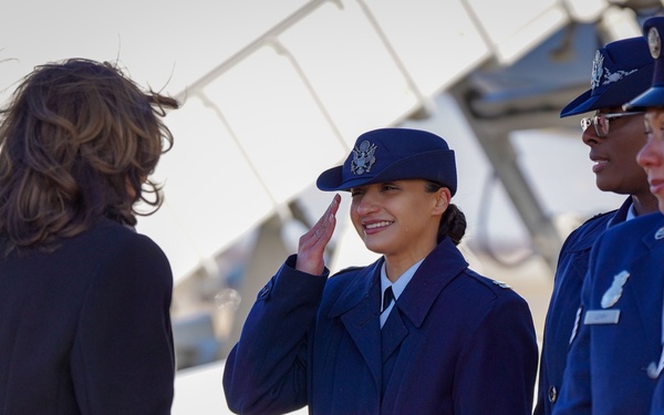 Kamala Harris recognizes 89th AW members before her final flight