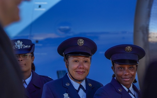 Kamala Harris recognizes 89th AW members before her final flight