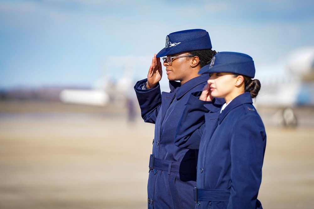 Kamala Harris recognizes 89th AW members before her final flight