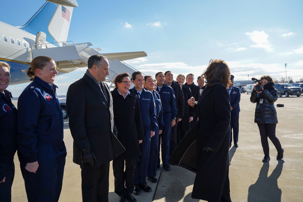 Kamala Harris recognizes 89th AW members before her final flight