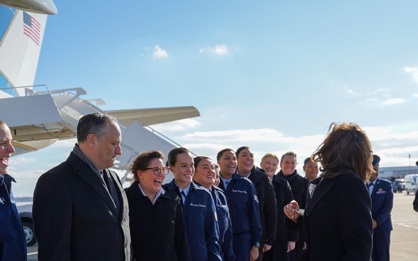 Kamala Harris recognizes 89th AW members before her final flight