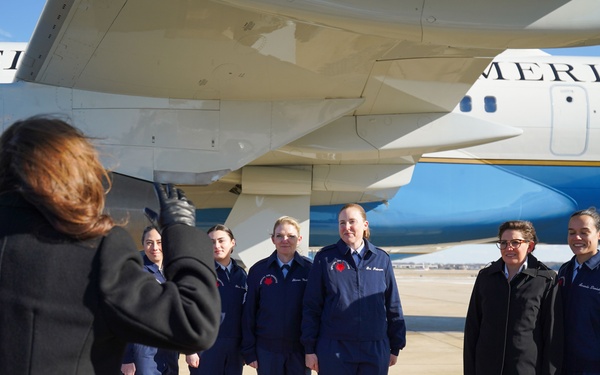 Kamala Harris recognizes 89th AW members before her final flight