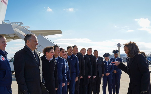 Kamala Harris recognizes 89th AW members before her final flight