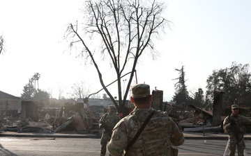 Soldiers maintain Traffic Control Points near the Eaton Fire