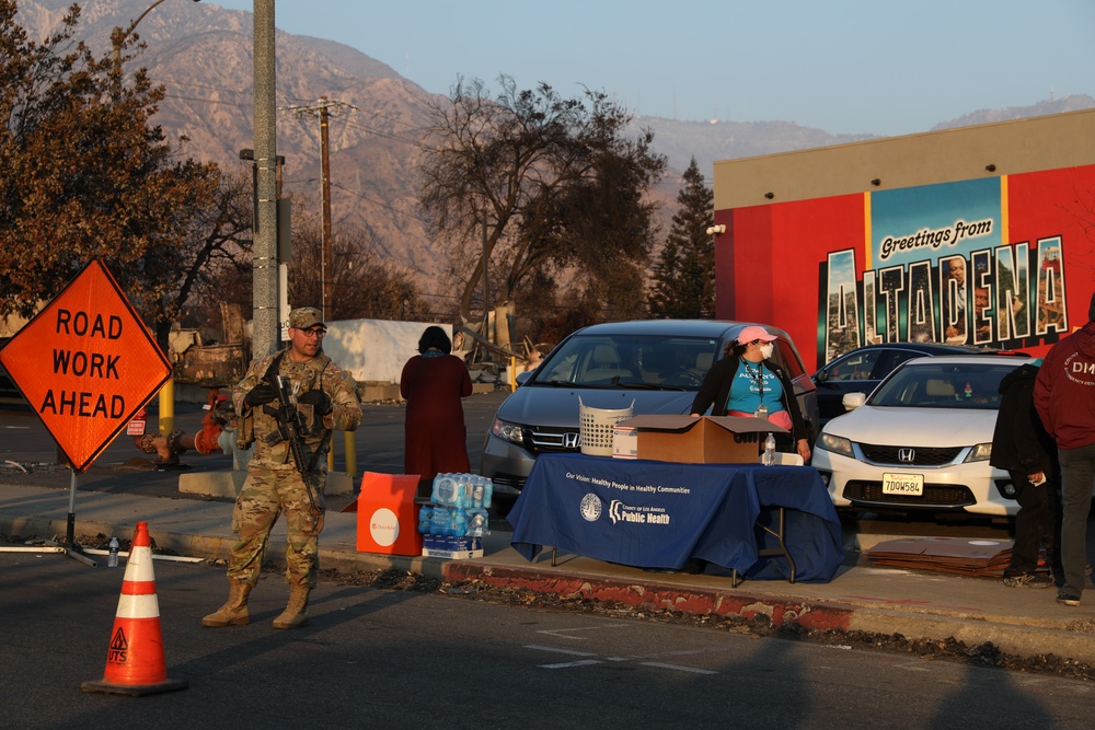 Soldiers maintain Traffic Control Points near the Eaton Fire