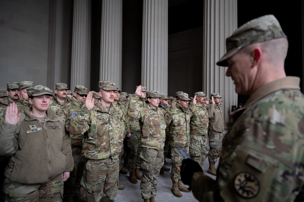 Idaho National Guard Members Re-enlist at the Lincoln Memorial