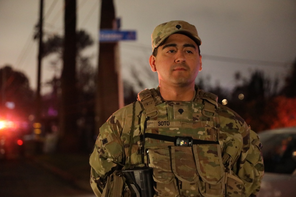 Soldiers maintain Traffic Control Points near the Eaton Fire