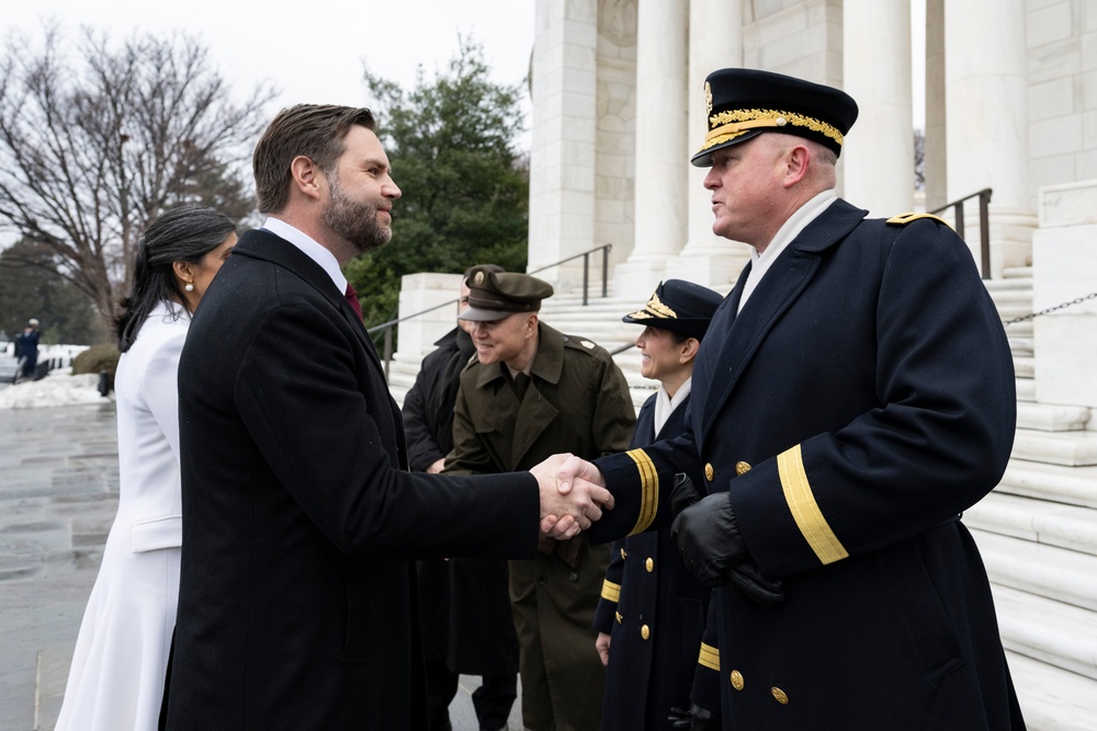 U.S. President-elect Donald Trump and U.S. Vice President-elect JD Vance Participate in a Wreath-Laying Ceremony at the Tomb of the Unknown Soldier Ahead of The Presidential Inauguration