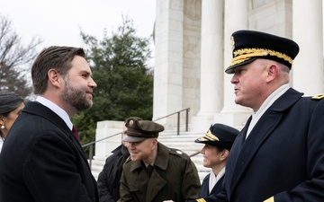 U.S. President-elect Donald Trump and U.S. Vice President-elect JD Vance Participate in a Wreath-Laying Ceremony at the Tomb of the Unknown Soldier Ahead of The Presidential Inauguration