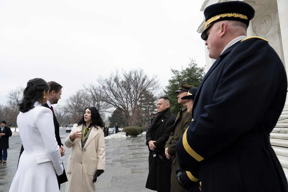 U.S. President-elect Donald Trump and U.S. Vice President-elect JD Vance Participate in a Wreath-Laying Ceremony at the Tomb of the Unknown Soldier Ahead of The Presidential Inauguration