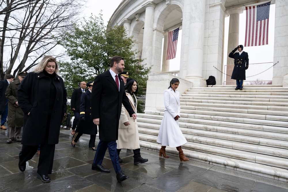 U.S. President-elect Donald Trump and U.S. Vice President-elect JD Vance Participate in a Wreath-Laying Ceremony at the Tomb of the Unknown Soldier Ahead of The Presidential Inauguration