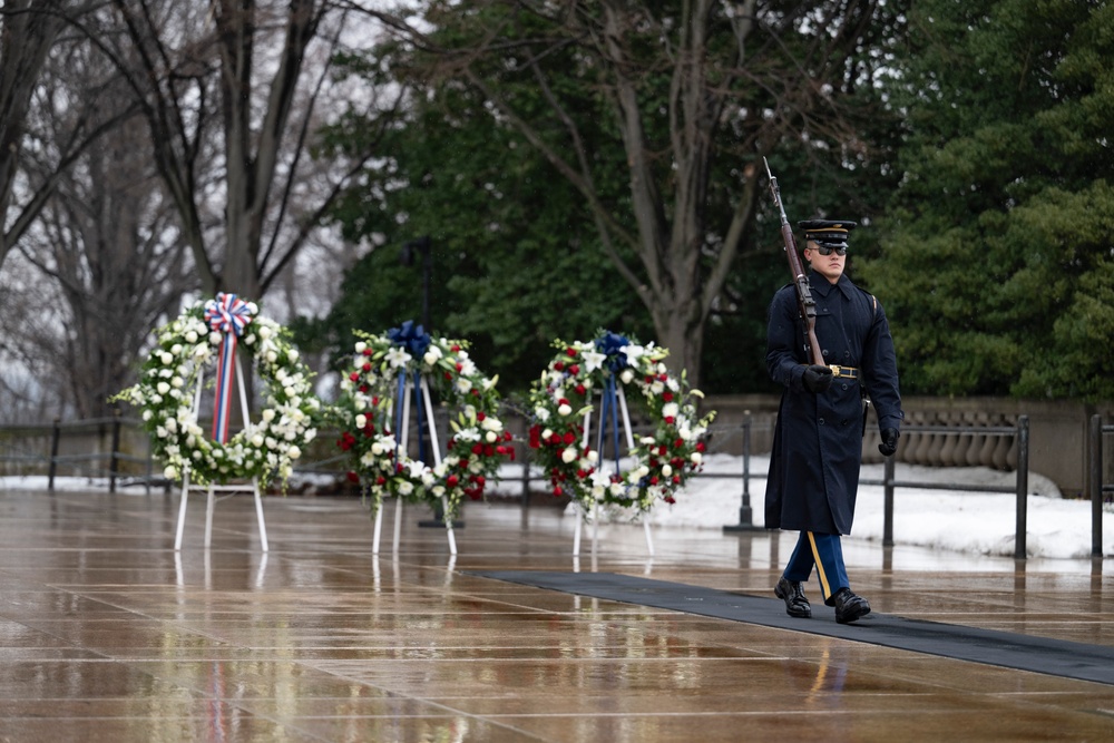 U.S. President-elect Donald Trump and U.S. Vice President-elect JD Vance Participate in a Wreath-Laying Ceremony at the Tomb of the Unknown Soldier Ahead of The Presidential Inauguration