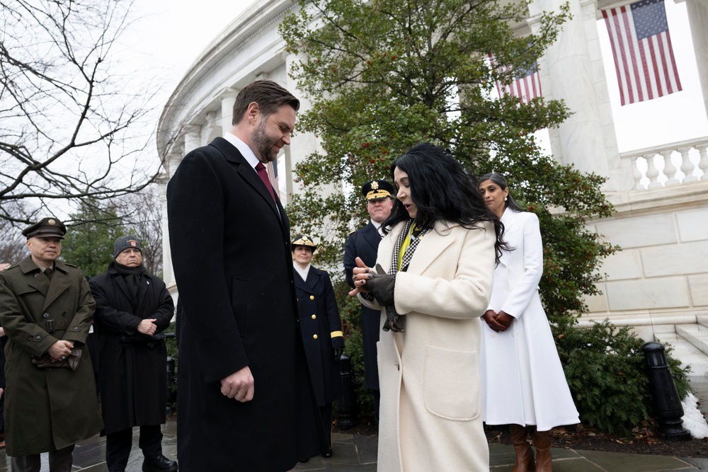 U.S. President-elect Donald Trump and U.S. Vice President-elect JD Vance Participate in a Wreath-Laying Ceremony at the Tomb of the Unknown Soldier Ahead of The Presidential Inauguration