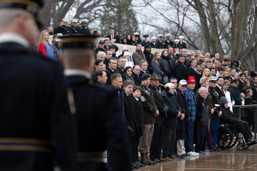 U.S. President-elect Donald Trump and U.S. Vice President-elect JD Vance Participate in a Wreath-Laying Ceremony at the Tomb of the Unknown Soldier Ahead of The Presidential Inauguration