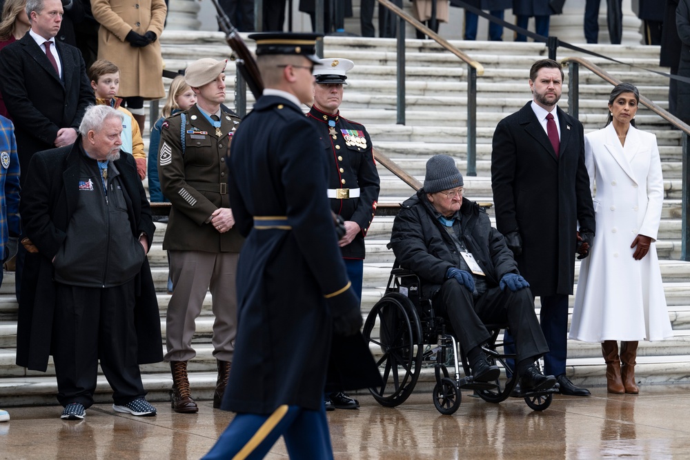 U.S. President-elect Donald Trump and U.S. Vice President-elect JD Vance Participate in a Wreath-Laying Ceremony at the Tomb of the Unknown Soldier Ahead of The Presidential Inauguration