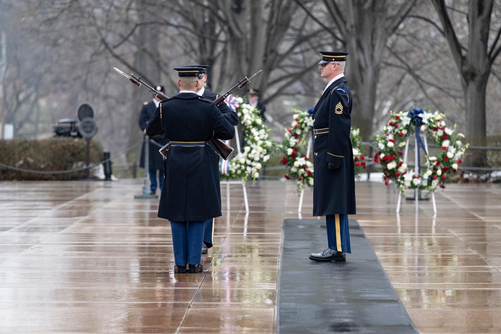 U.S. President-elect Donald Trump and U.S. Vice President-elect JD Vance Participate in a Wreath-Laying Ceremony at the Tomb of the Unknown Soldier Ahead of The Presidential Inauguration