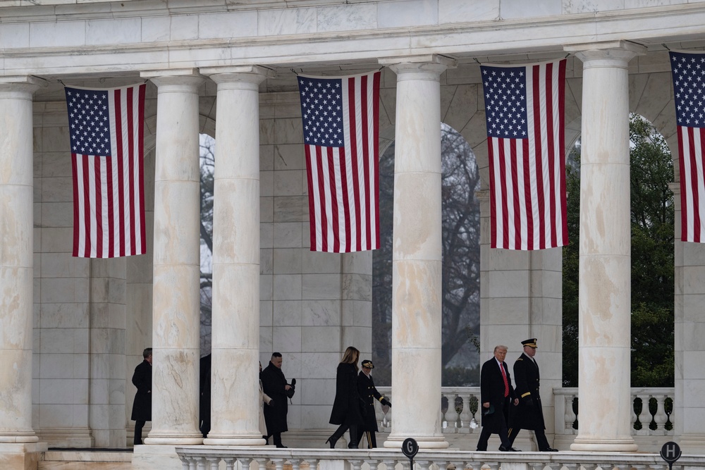 U.S. President-elect Donald Trump and U.S. Vice President-elect JD Vance Participate in a Wreath-Laying Ceremony at the Tomb of the Unknown Soldier Ahead of The Presidential Inauguration