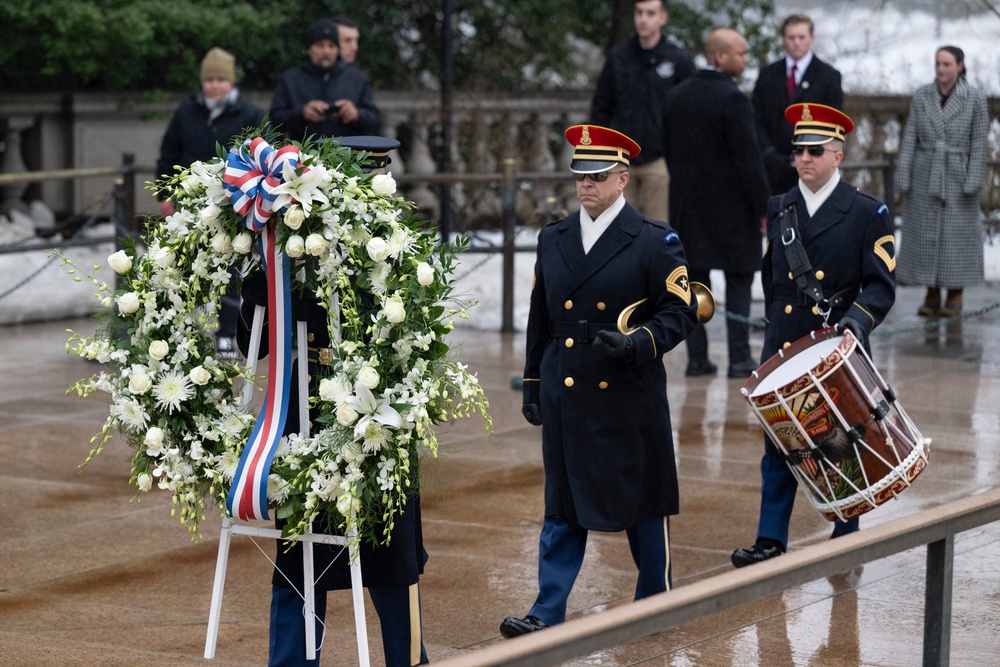 U.S. President-elect Donald Trump and U.S. Vice President-elect JD Vance Participate in a Wreath-Laying Ceremony at the Tomb of the Unknown Soldier Ahead of The Presidential Inauguration