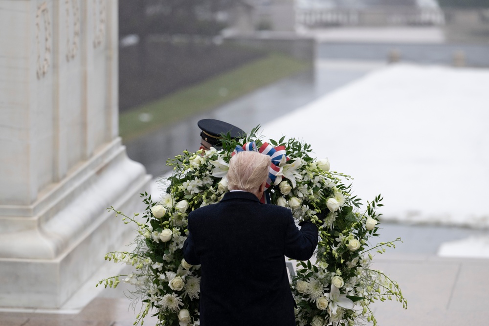 U.S. President-elect Donald Trump and U.S. Vice President-elect JD Vance Participate in a Wreath-Laying Ceremony at the Tomb of the Unknown Soldier Ahead of The Presidential Inauguration