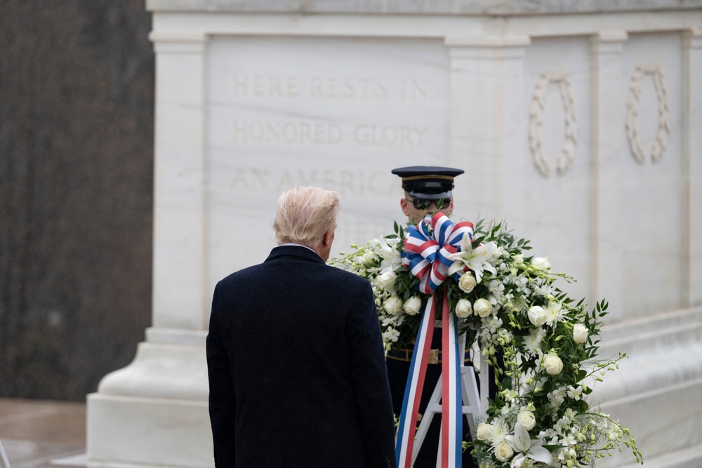 U.S. President-elect Donald Trump and U.S. Vice President-elect JD Vance Participate in a Wreath-Laying Ceremony at the Tomb of the Unknown Soldier Ahead of The Presidential Inauguration