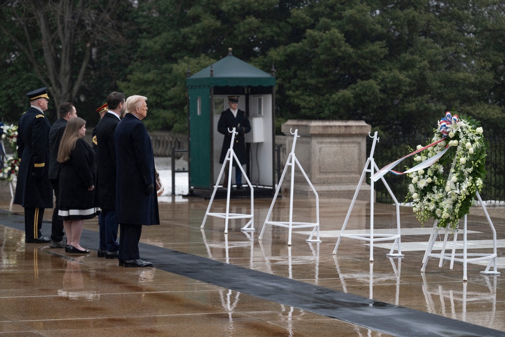 U.S. President-elect Donald Trump and U.S. Vice President-elect JD Vance Participate in a Wreath-Laying Ceremony at the Tomb of the Unknown Soldier Ahead of The Presidential Inauguration