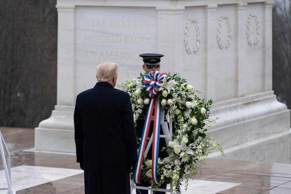 U.S. President-elect Donald Trump and U.S. Vice President-elect JD Vance Participate in a Wreath-Laying Ceremony at the Tomb of the Unknown Soldier Ahead of The Presidential Inauguration