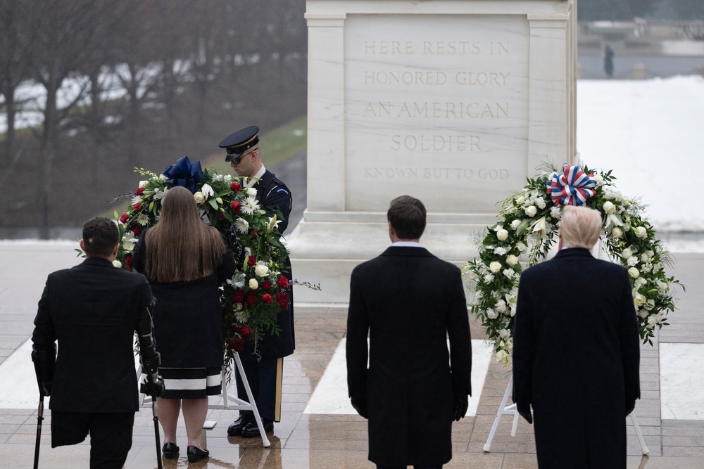 U.S. President-elect Donald Trump and U.S. Vice President-elect JD Vance Participate in a Wreath-Laying Ceremony at the Tomb of the Unknown Soldier Ahead of The Presidential Inauguration