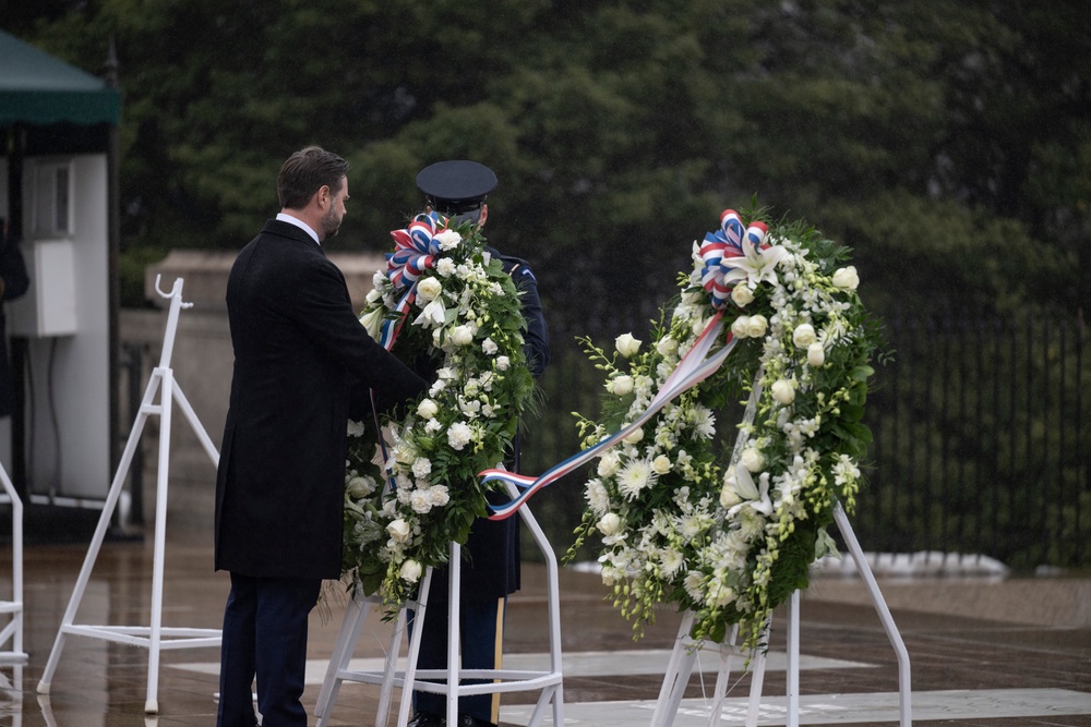 U.S. President-elect Donald Trump and U.S. Vice President-elect JD Vance Participate in a Wreath-Laying Ceremony at the Tomb of the Unknown Soldier Ahead of The Presidential Inauguration