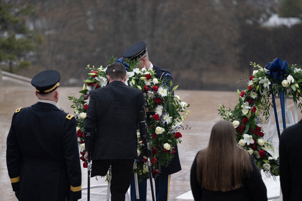 U.S. President-elect Donald Trump and U.S. Vice President-elect JD Vance Participate in a Wreath-Laying Ceremony at the Tomb of the Unknown Soldier Ahead of The Presidential Inauguration