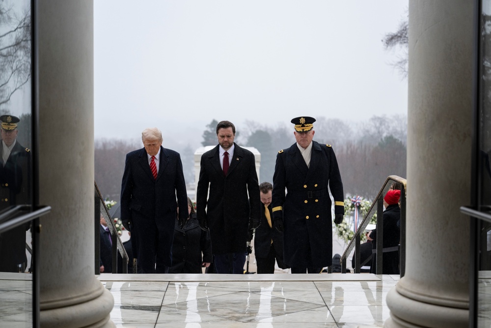 U.S. President-elect Donald Trump and U.S. Vice President-elect JD Vance Participate in a Wreath-Laying Ceremony at the Tomb of the Unknown Soldier Ahead of The Presidential Inauguration